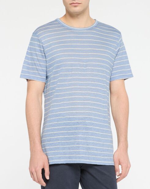 T-Shirt 100% Lin Marinière bleu clair